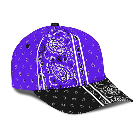 Classic Cap - Purple Bandana Style w Blk Bill
