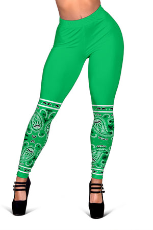 Women's Leggings - Green Bandana