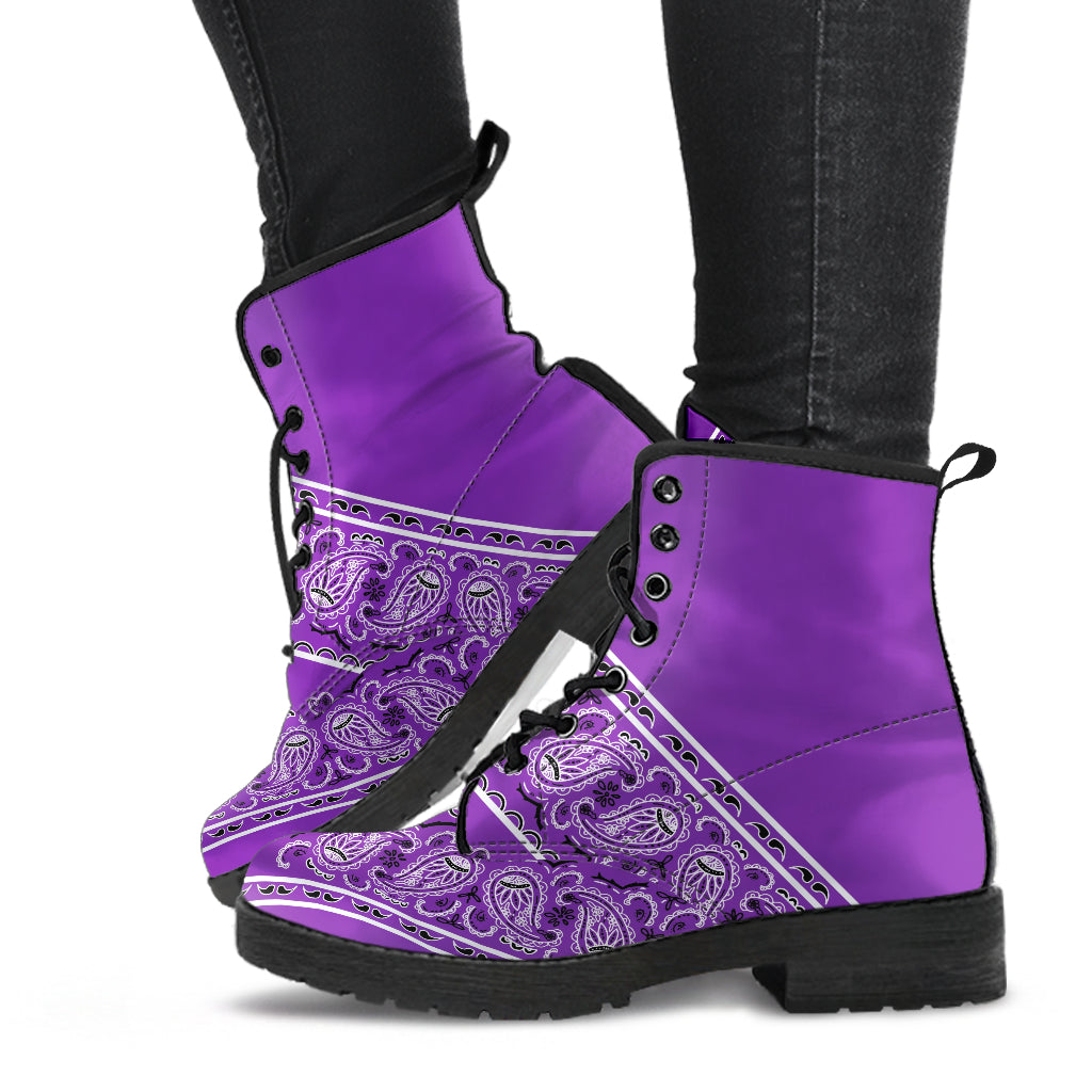 Flying V Leather Bandana Boot - Grape