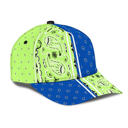 Classic Cap - Bandana Style Lime Cobalt Panels