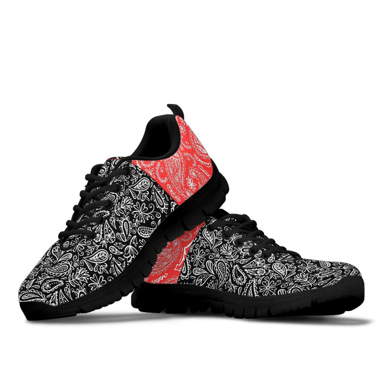 Low Top Sneaker - Red and Black on Black