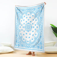 Ultra Plush 2 Lt Blue on White Bandana Throw Blanket