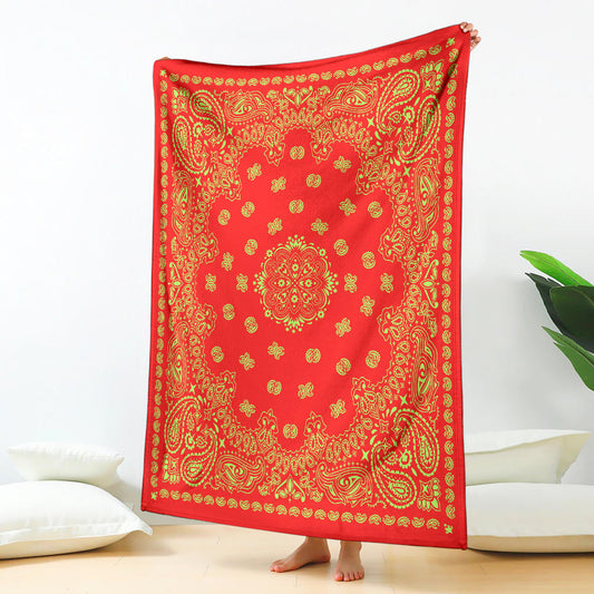 Ultra Plush 2 Lime on Red Bandana Throw Blanket