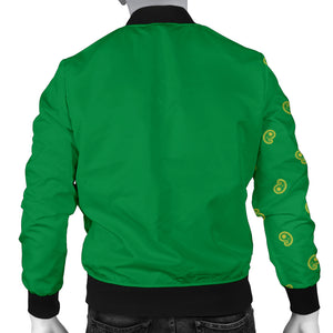 Men's Asymmetrical Green and Gold Bomber Jacket