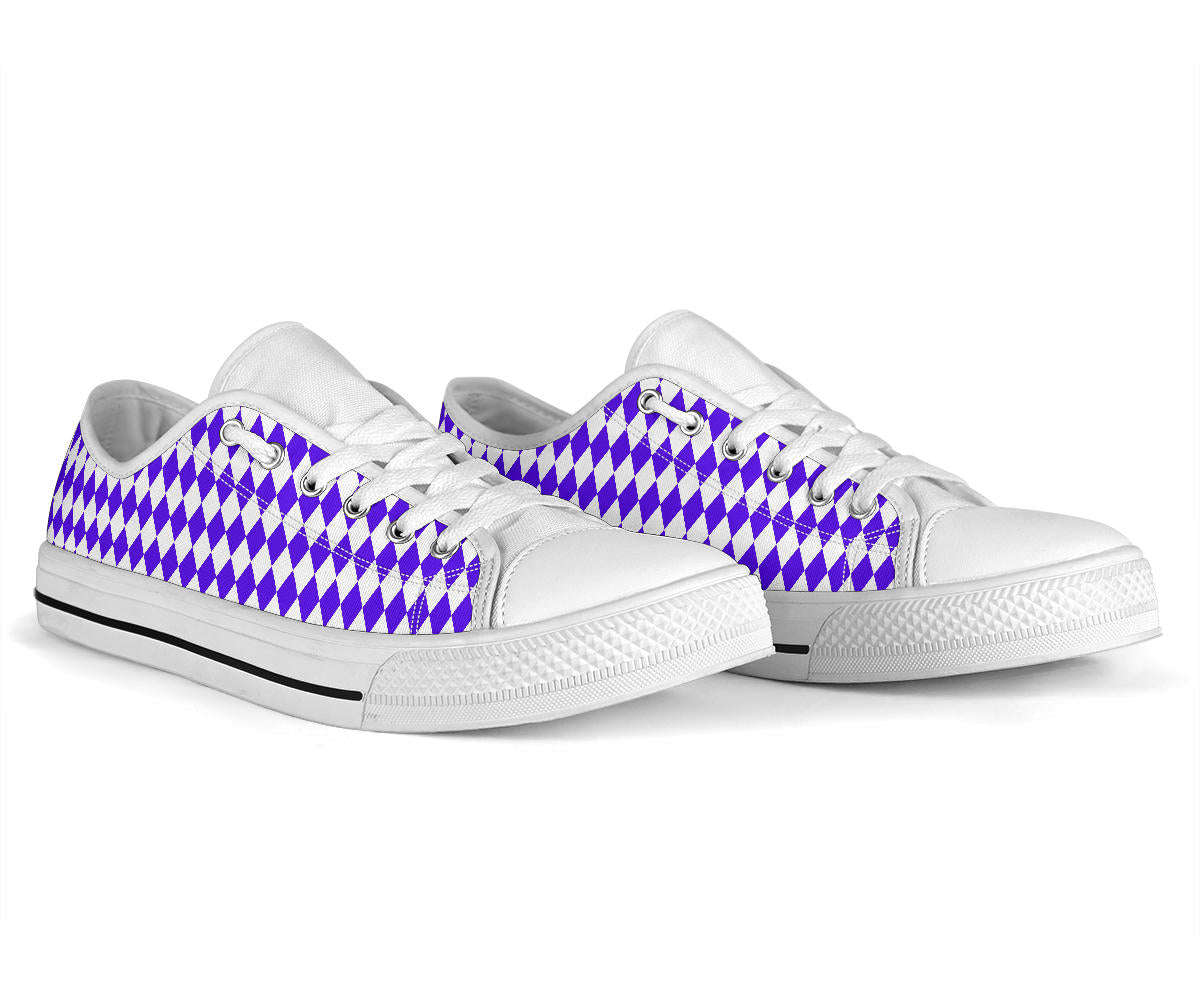 Low Top Sneakers - Purple and White Diamonds