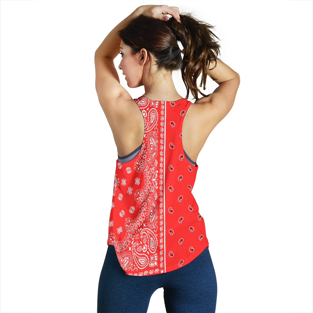 Women's Racerback Tank - Offset White on Red