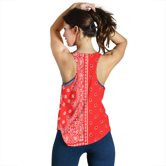 Women's Racerback Tank - Offset White on Red