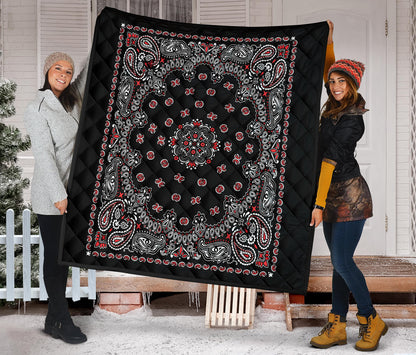 Quilt 2 Red White on Black Bandana Style