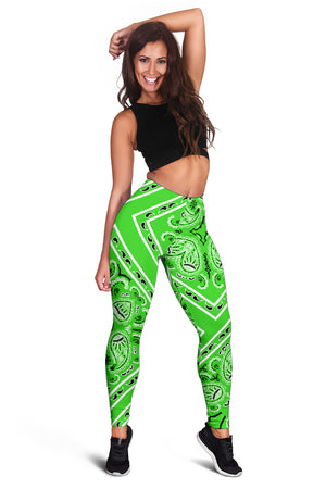 Women's Leggings - Green Bandana