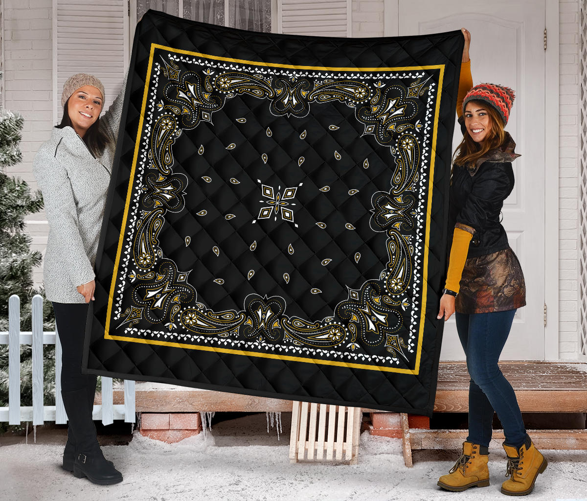 Quilt 5 Black Gold Bandana Quilt