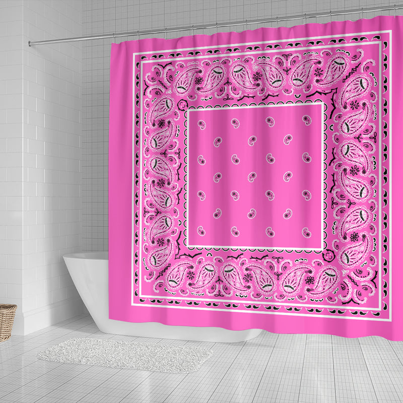 Shower Curtain - Bright Pink Classic Bandana