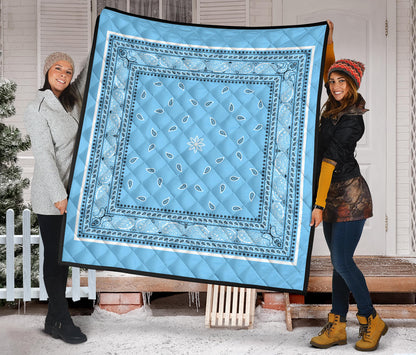 Quilt 4 White and Black Lt Blue Bandana Quilt