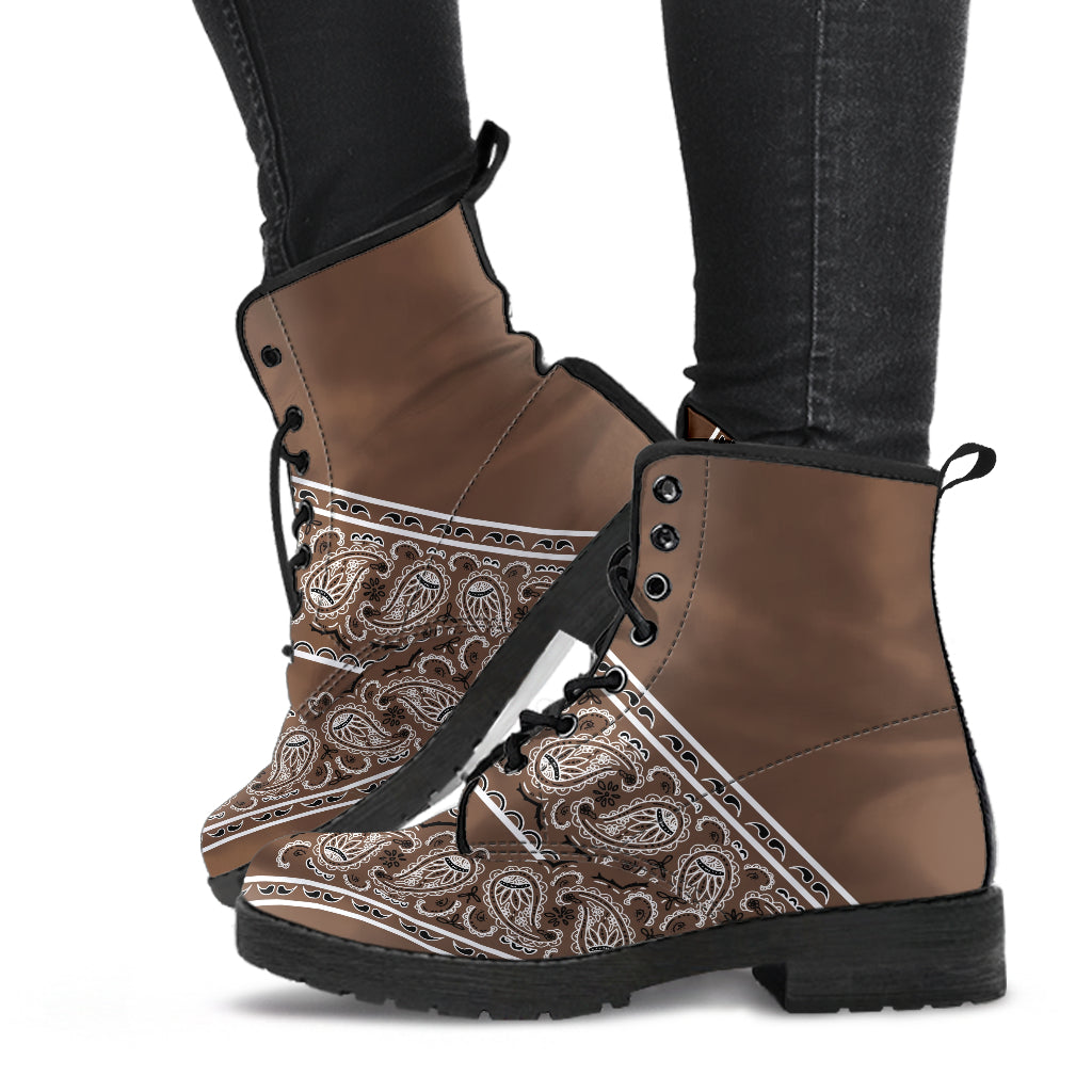 Flying V Leather Bandana Boot - Brown