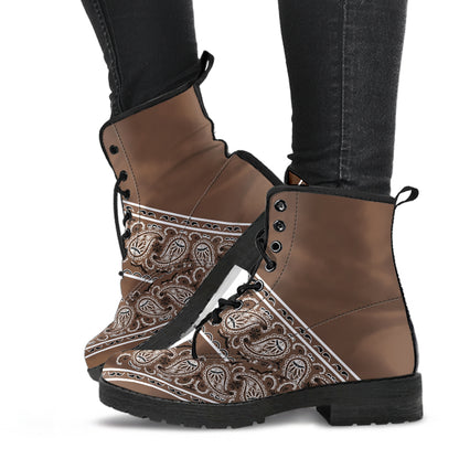 Flying V Leather Bandana Boot - Brown