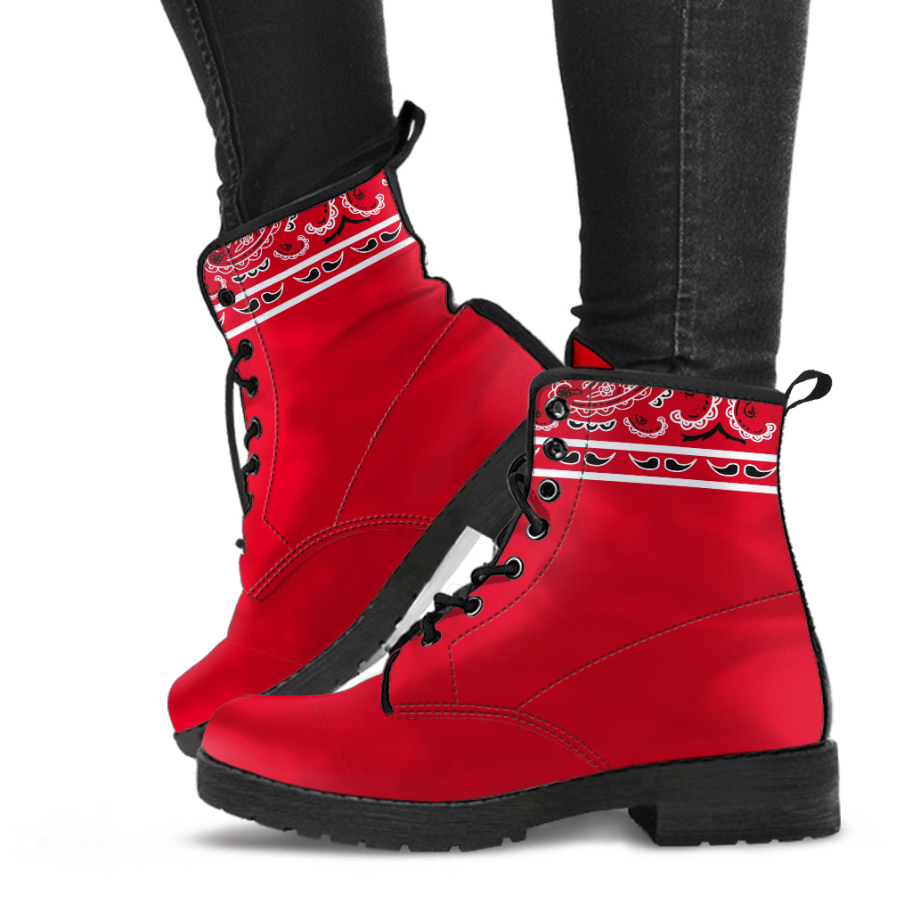Banded Red Leather Bandana Boot