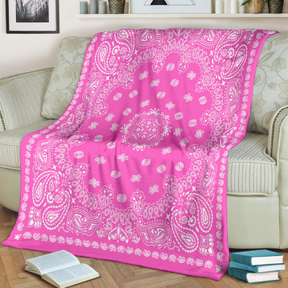 Ultra Plush 2 White on Pink Bandana Throw Blanket