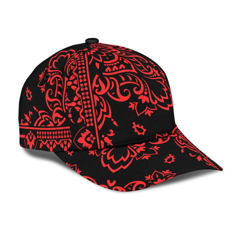 Classic Cap 2 - Red Black Bandana All Over Design
