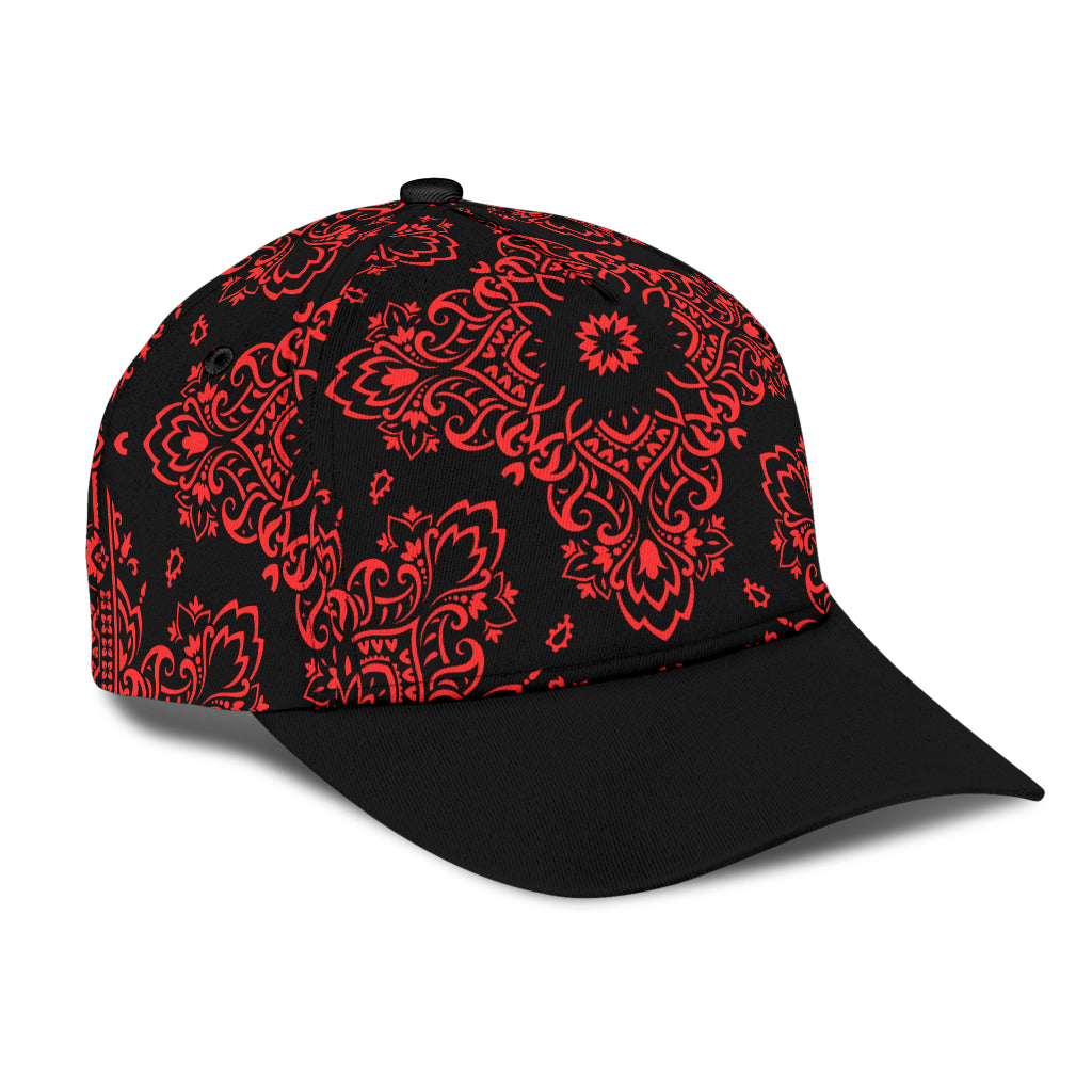 Classic Cap 3 - Red Black Bandana Black Bill