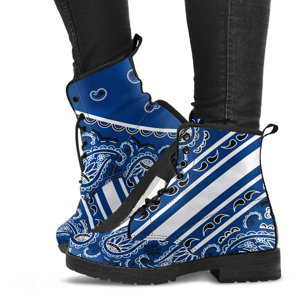 Bold Stripe Leather Navy Bandana Boot