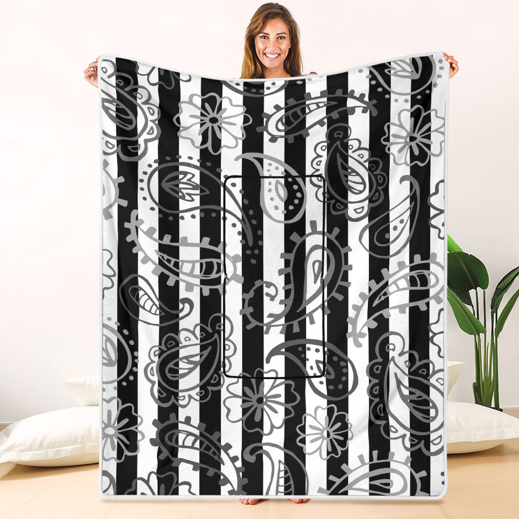 Pillow Blanket - Stripes and Paisley