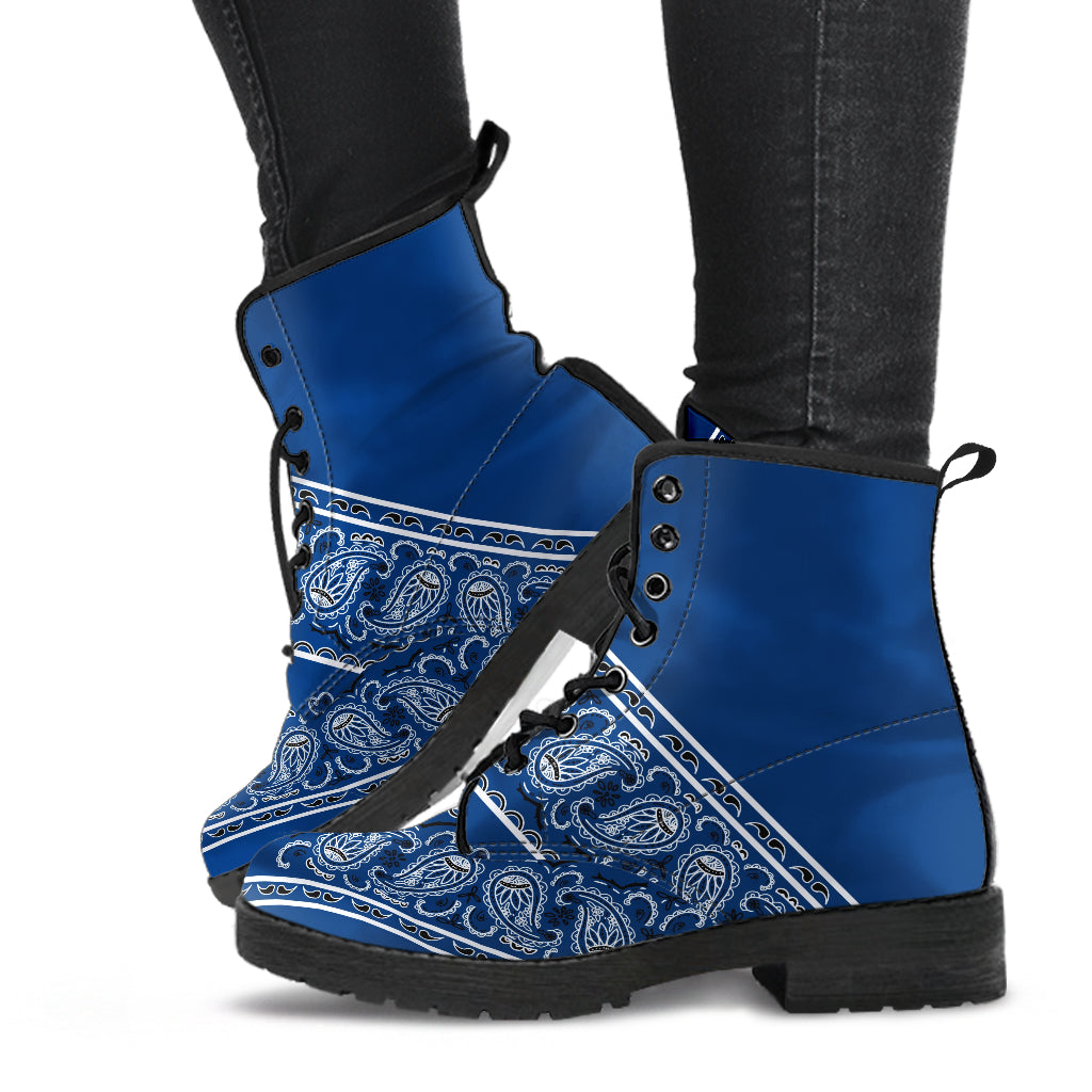 Flying V Leather Bandana Boot - Navy