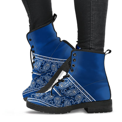 Flying V Leather Bandana Boot - Navy