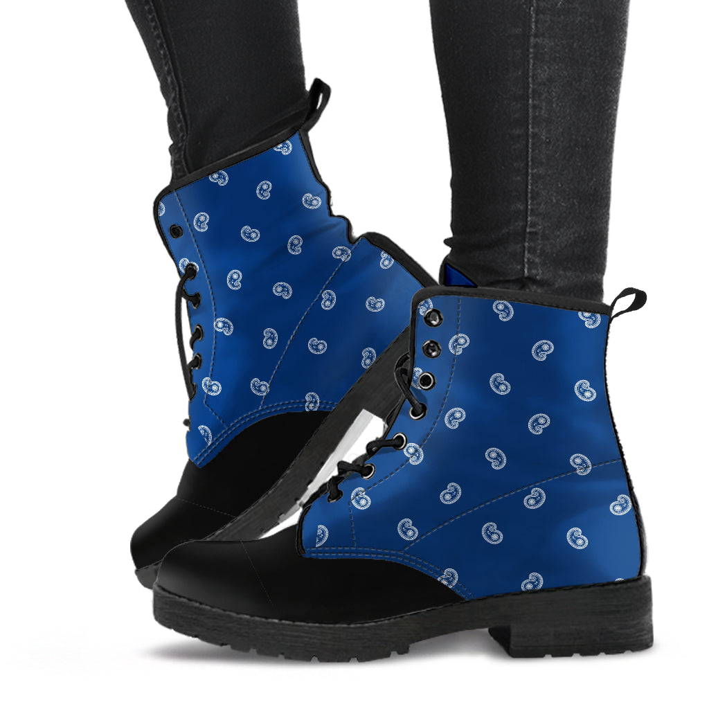 Women's Leather Bandana Boot - Black/Navy