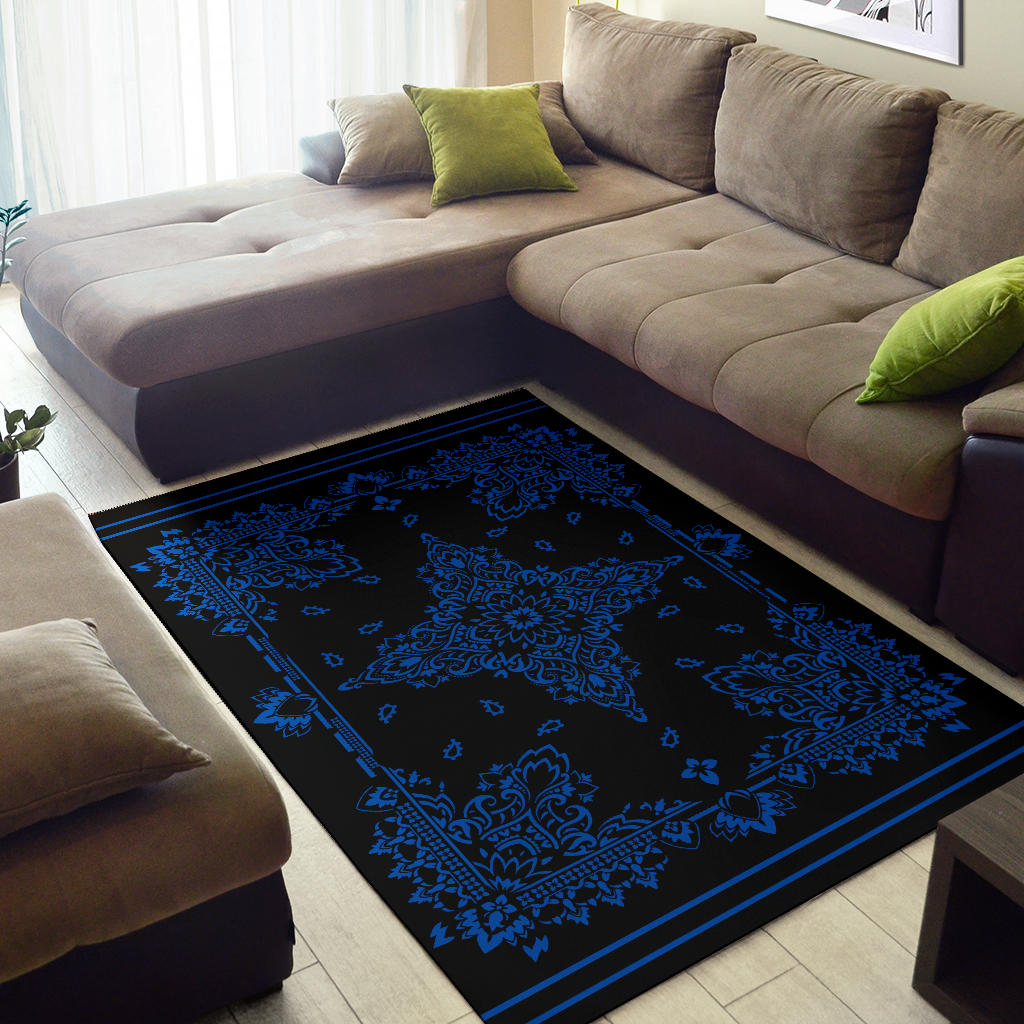 Area Rug Two - Cobalt on Black