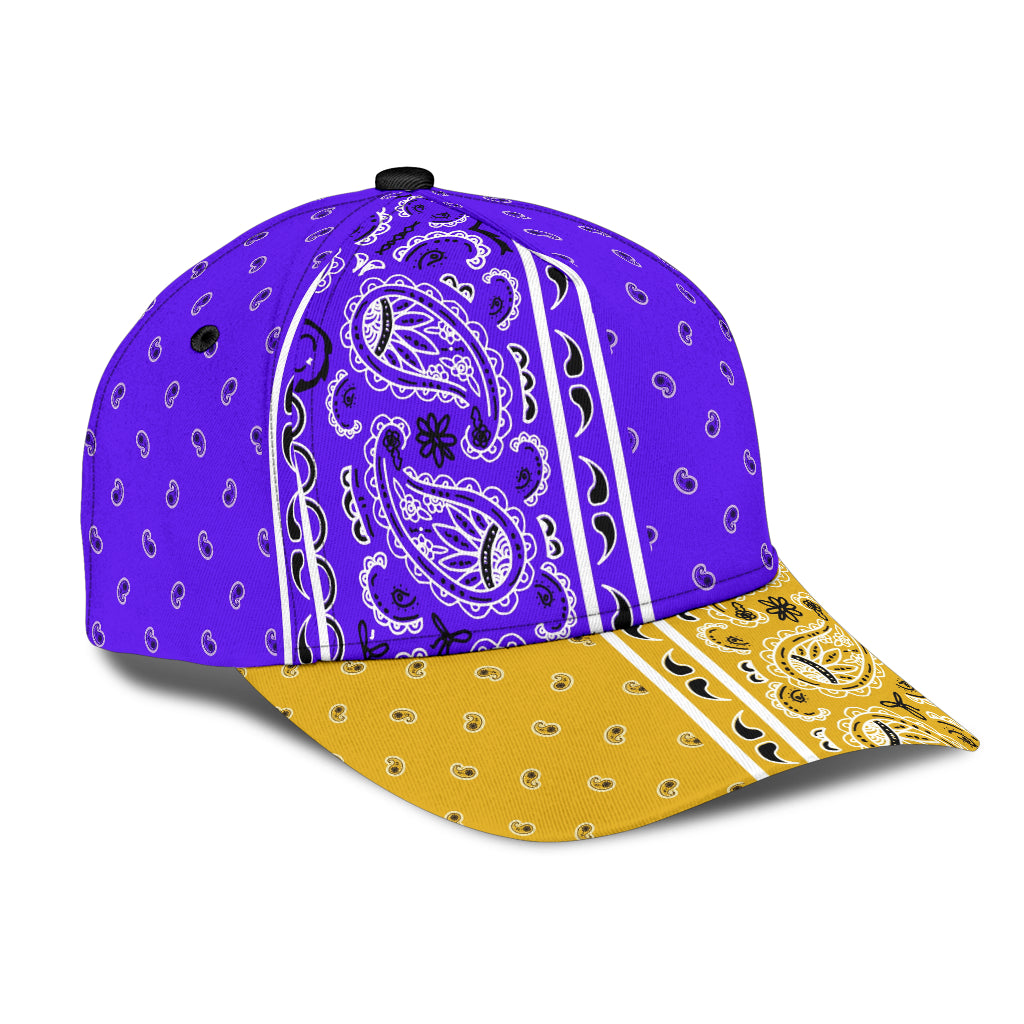 Classic Cap - Purple Bandana Style Gold Bill