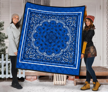 Quilt 2 Black Bandana on Blue White Sq.