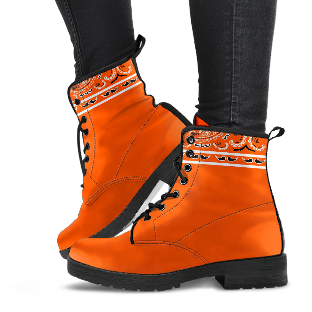 Banded Orange Leather Bandana Boot