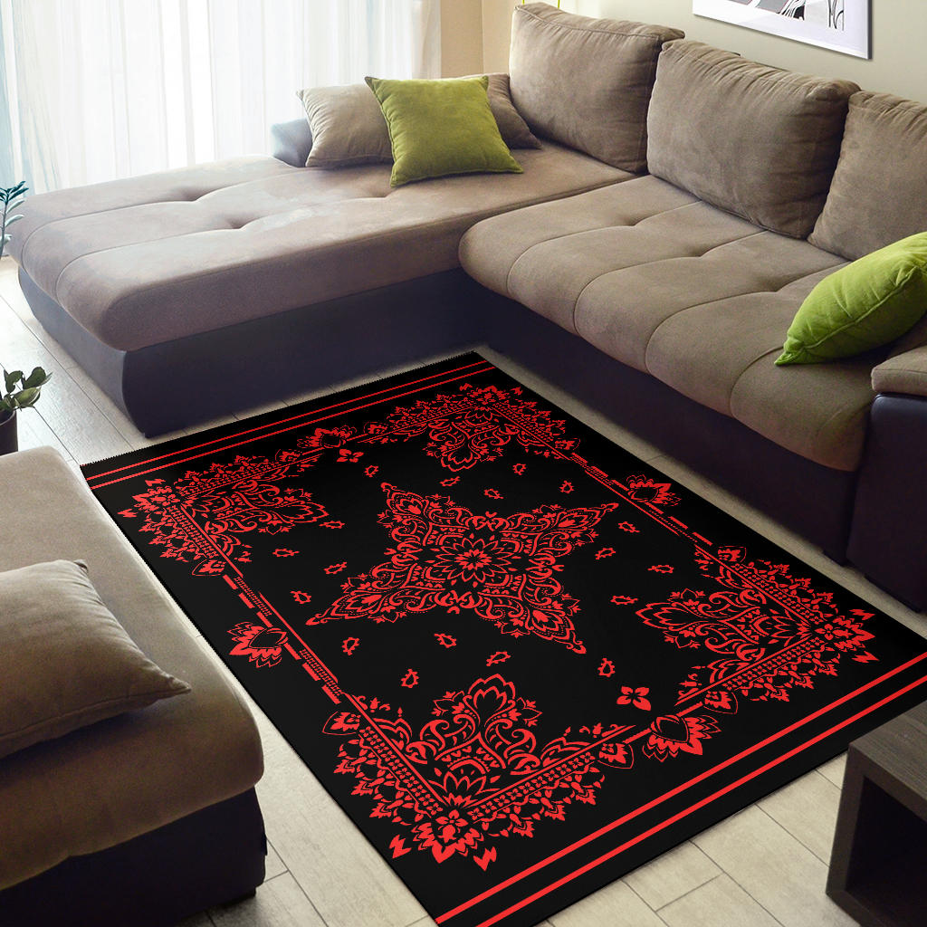 Area Rug Two - Red on Black