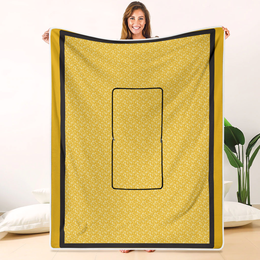 Pillow Blanket - Gold with Black