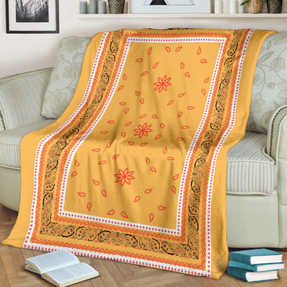 Ultra Plush 5 Red on Peach Bandana Throw Blanket