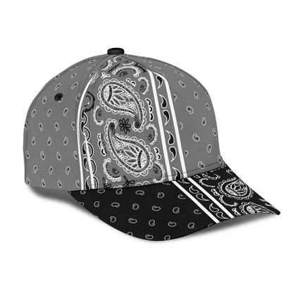 Classic Cap - Gray Bandana Style w Black