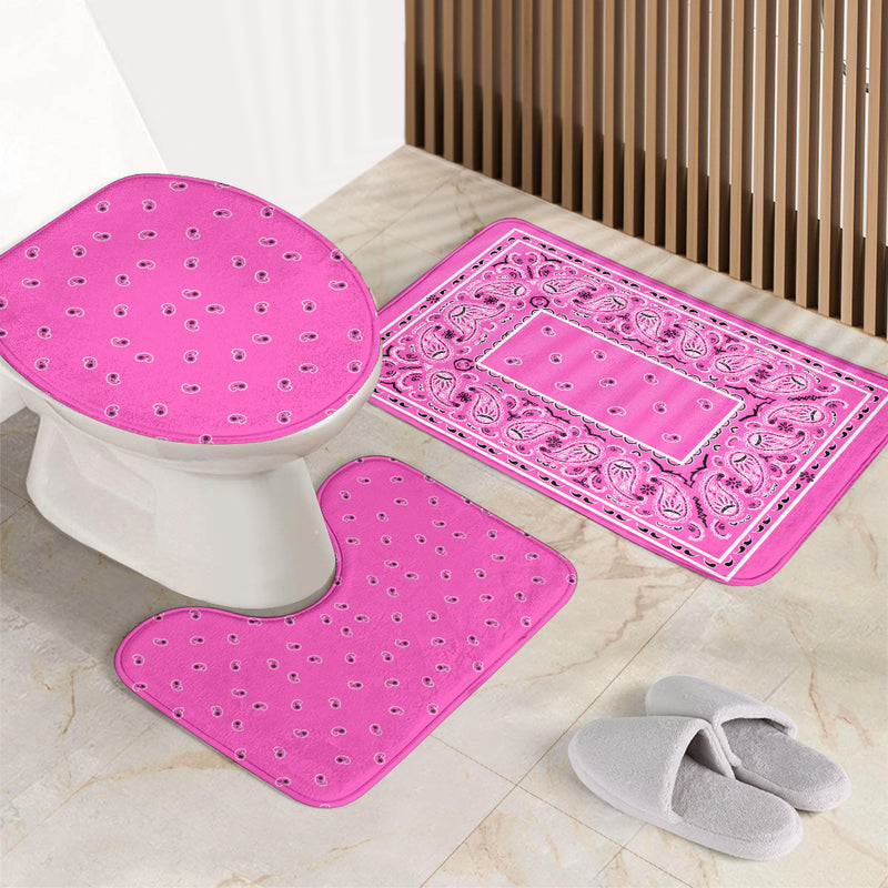 Bathroom Set - Bright Pink Bandana 3 Pieces