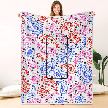 Pillow Blanket - Colorful Paisley and Dots