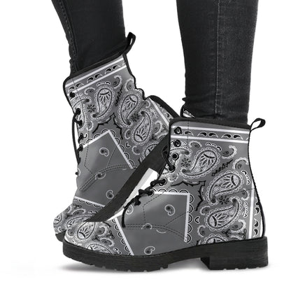 Women's Leather Bandana Boot - Gray