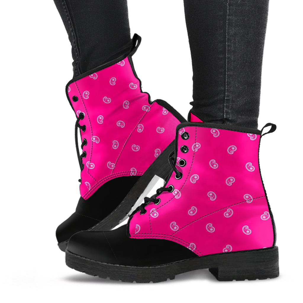 Men's Leather Bandana Boot - Blck/Brt Pink