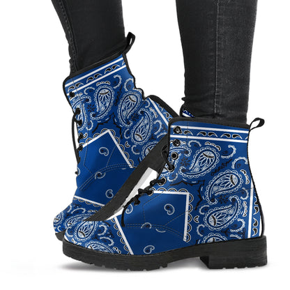 Men's Leather Bandana Boot - Navy