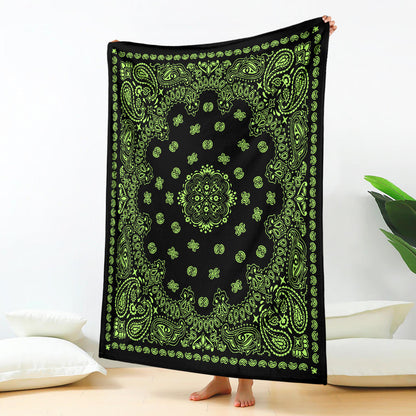 Ultra Plush 2 Lime on Black Bandana Throw Blanket