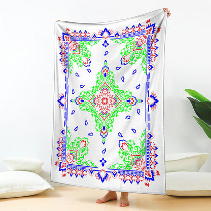 Ultra Plush 3 Pied And White Bandana Throw Blanket