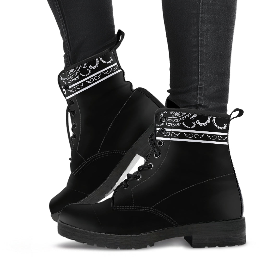 Banded Black Leather Bandana Boot