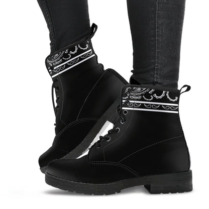 Banded Black Leather Bandana Boot