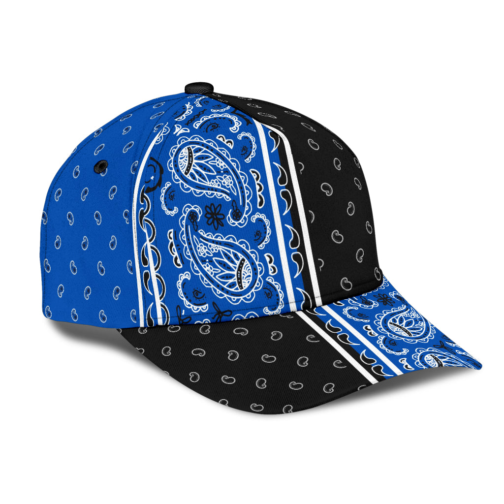 Classic Cap - Bandana Style Cobalt Black Panels