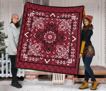 Quilt 3 Black White Maroon Bandana Quilt