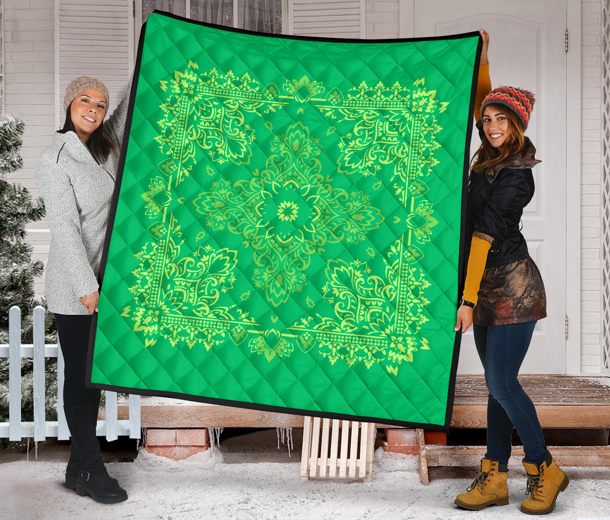 Quilt 3 Lime Green on Green Bandana Quilt