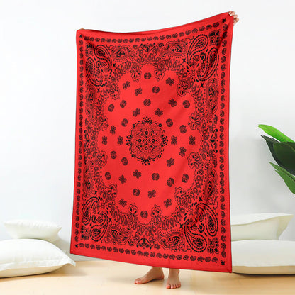 Ultra Plush 2 Black on Red Bandana Throw Blanket