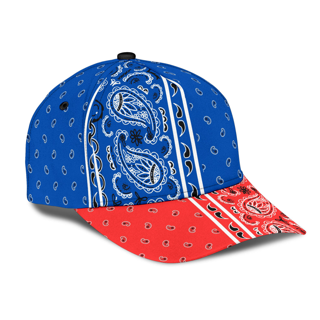 Classic Cap - Cobalt Bandana Style w Red Bill