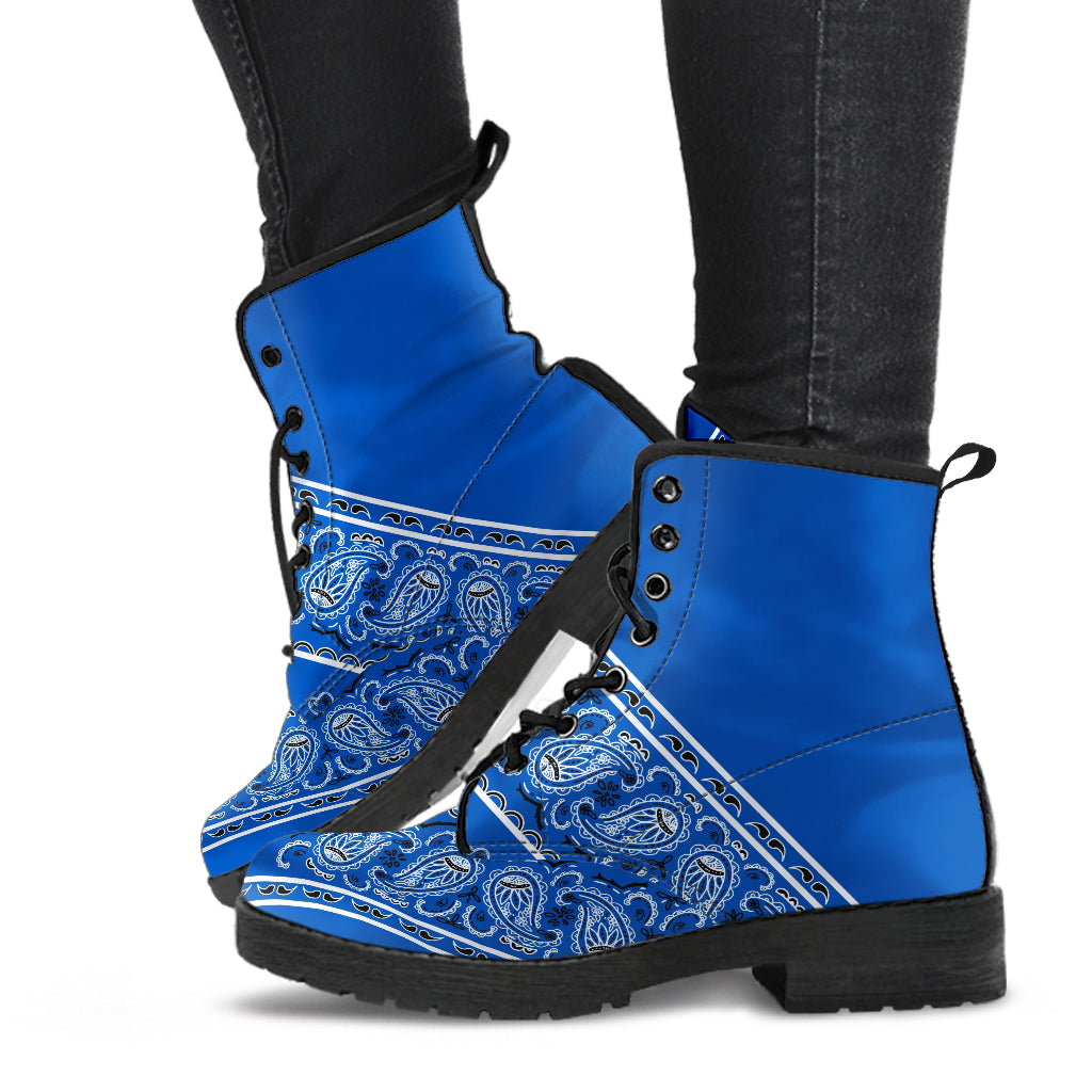 Flying V Leather Bandana Boot - Cobalt